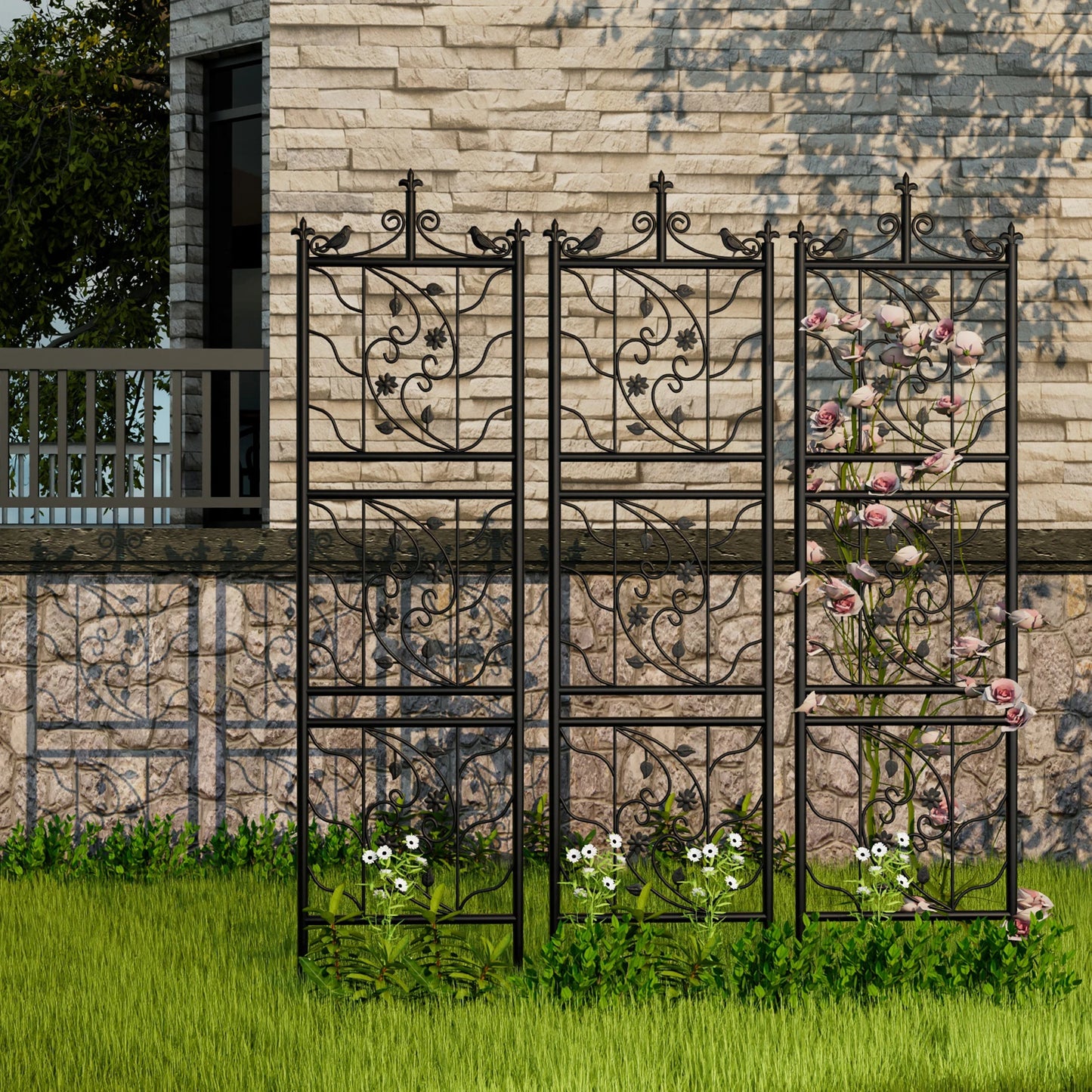 Garden Trellis Iron Fence Panel For Climbing Plants And Flowers