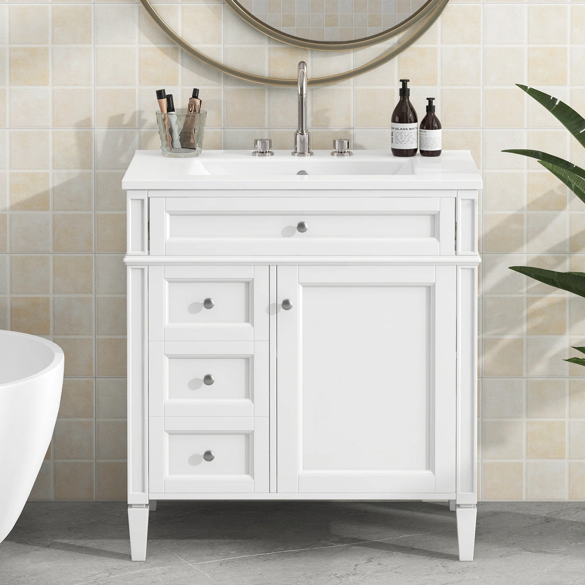 Modern Bathroom Vanity With Sink Freestanding Cabinet With Drawers