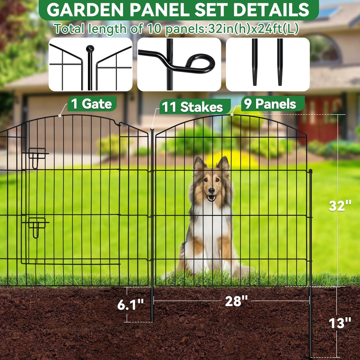 Decorative Garden Fence With Gate For Outdoor Use Durable