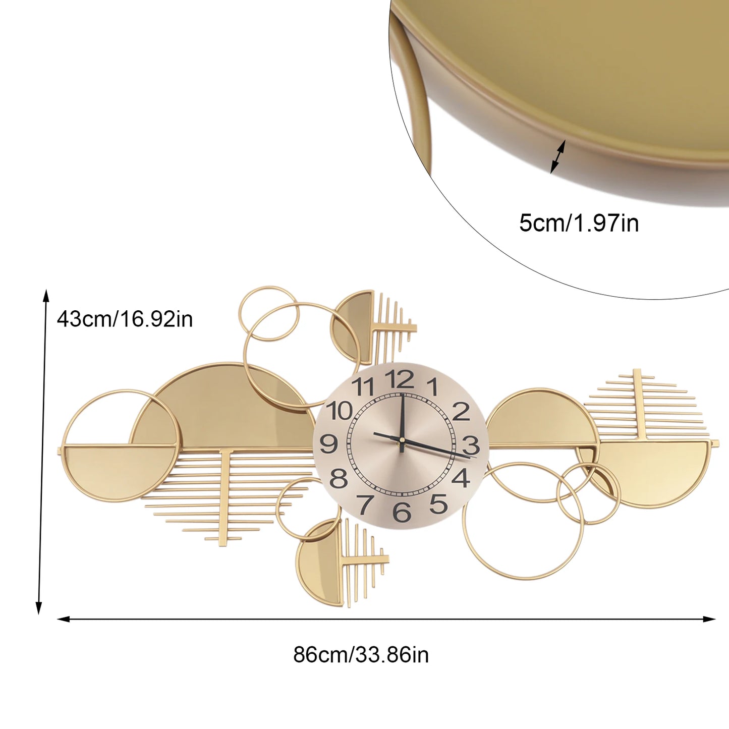 Minimalist Metal Wall Clock Battery Operated Silent Decor For Living Room