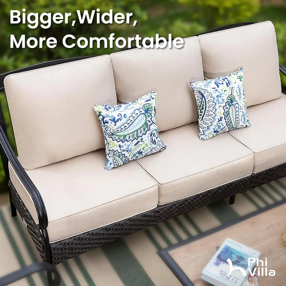 Wicker and Metal Outdoor Patio Couch for Front Porch Relaxation