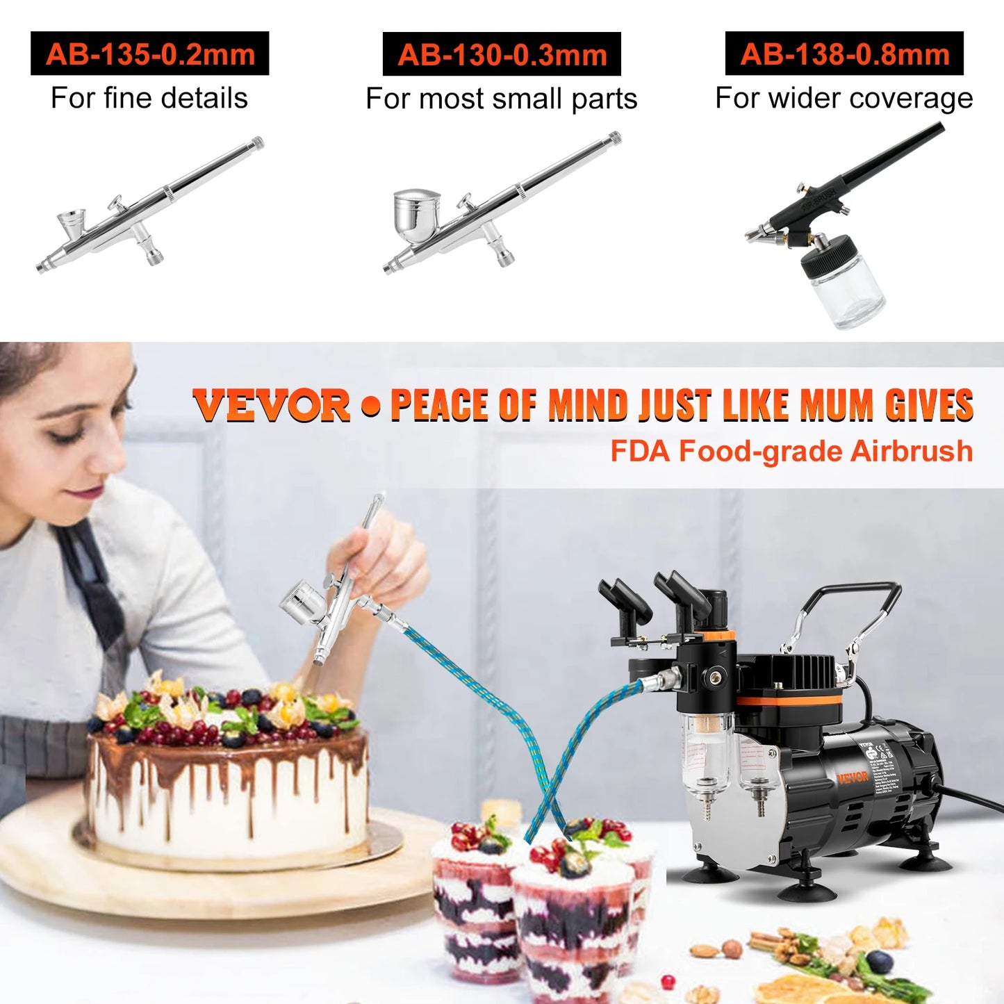 SucceBuy Professional Dual Action Airbrush 120W Spray Gun Set