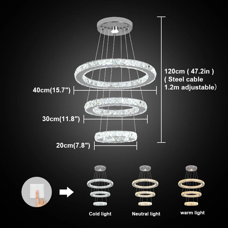GreeLustr Modern Crystal LED Chandelier Pendant Ceiling Light