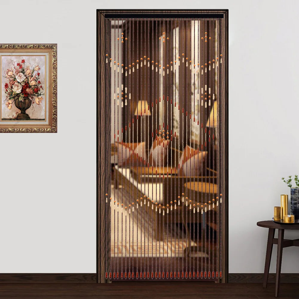 Natural Retro Wooden Beaded Door Curtain With 31 Strings