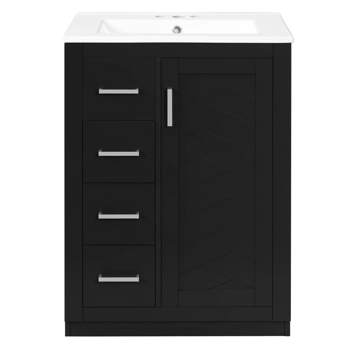Modern Bathroom Vanity Cabinet With Integrated Ceramic Sink And Storage