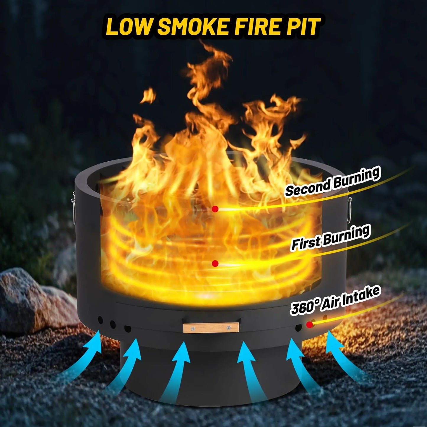 Smokeless Wood Burning Fire Pit With Ash Pan Lid Poker