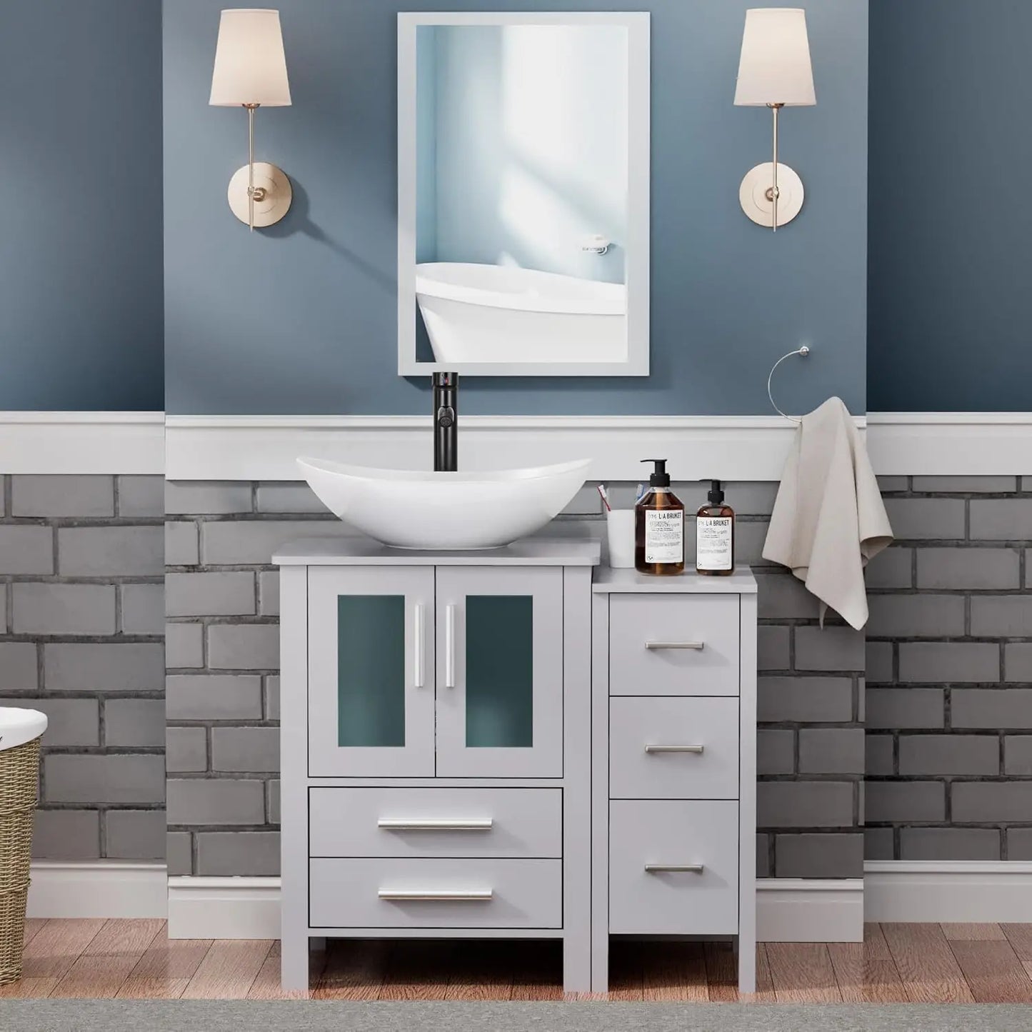 XIAOLANG Modern Bathroom Vanity Cabinet With Vessel Sink