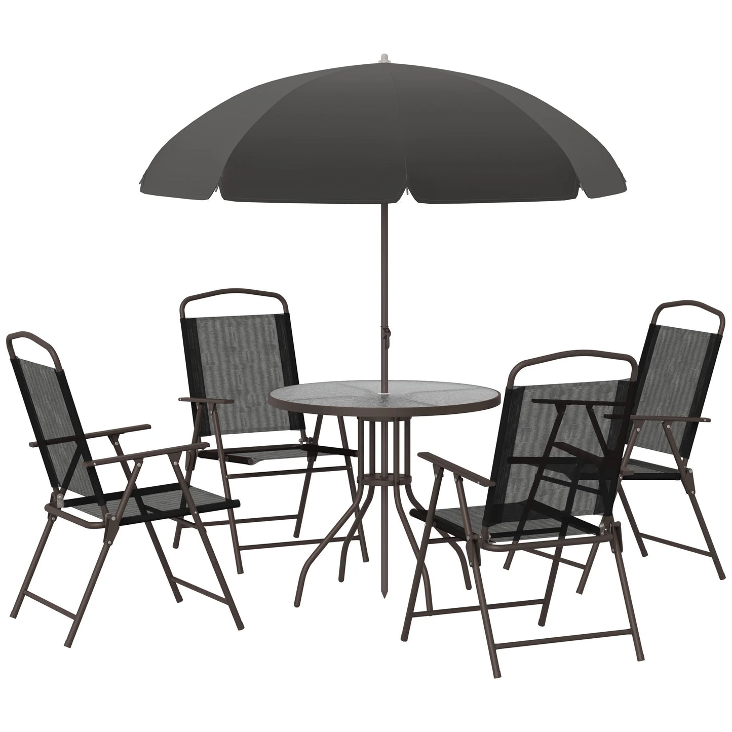 Outsunny Patio Dining Set With Umbrella And Glass Table