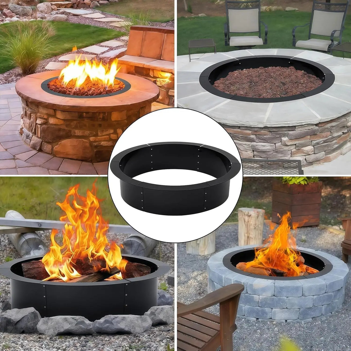 HiMISS Carbon Steel Fire Pit Ring For Outdoor Campfire