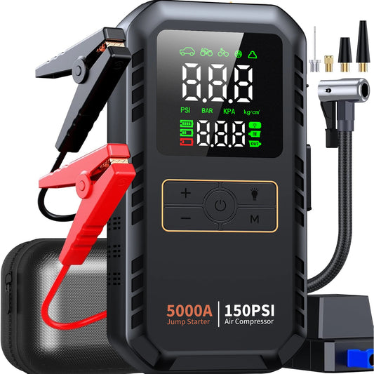 PAIVIROKU 4 In 1 Car Jump Starter With Air Compressor 5000A And Tire Inflator