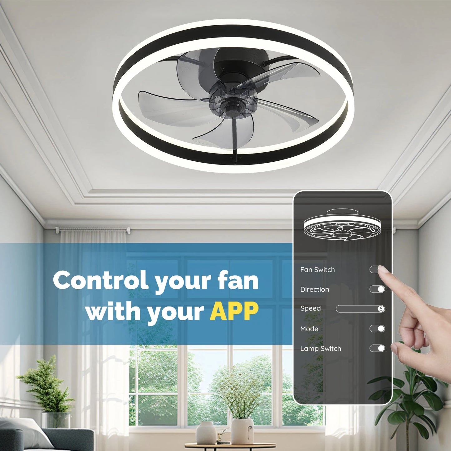 Orison LED Dimmable Ceiling Fan With Remote Flush Mount