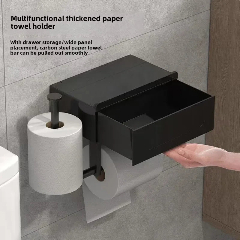Sleek Wall Mounted Toilet Paper Holder With Shelf Organizes Essentials
