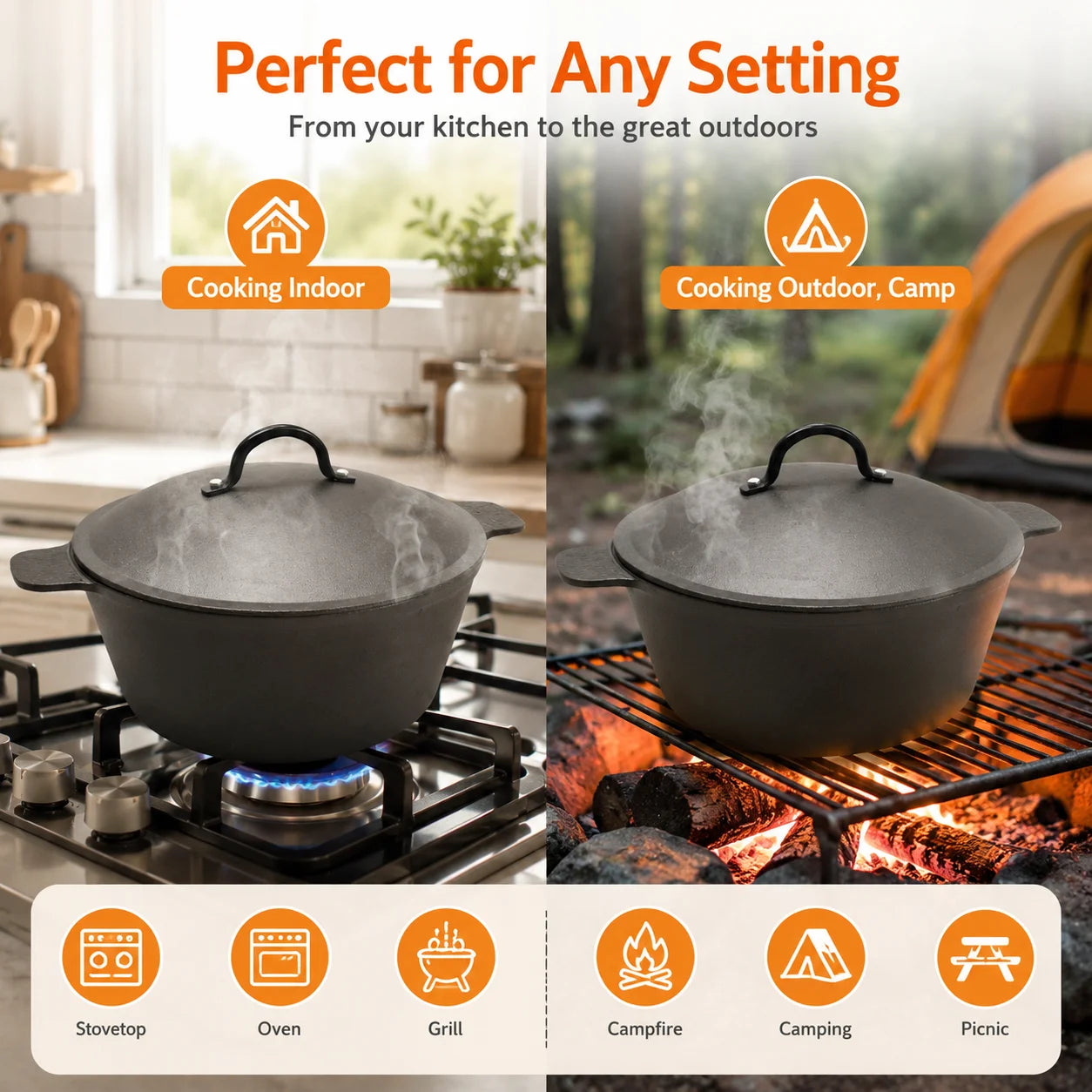 HANSMART Lightweight Cast Iron Dutch Oven Nonstick Cookware