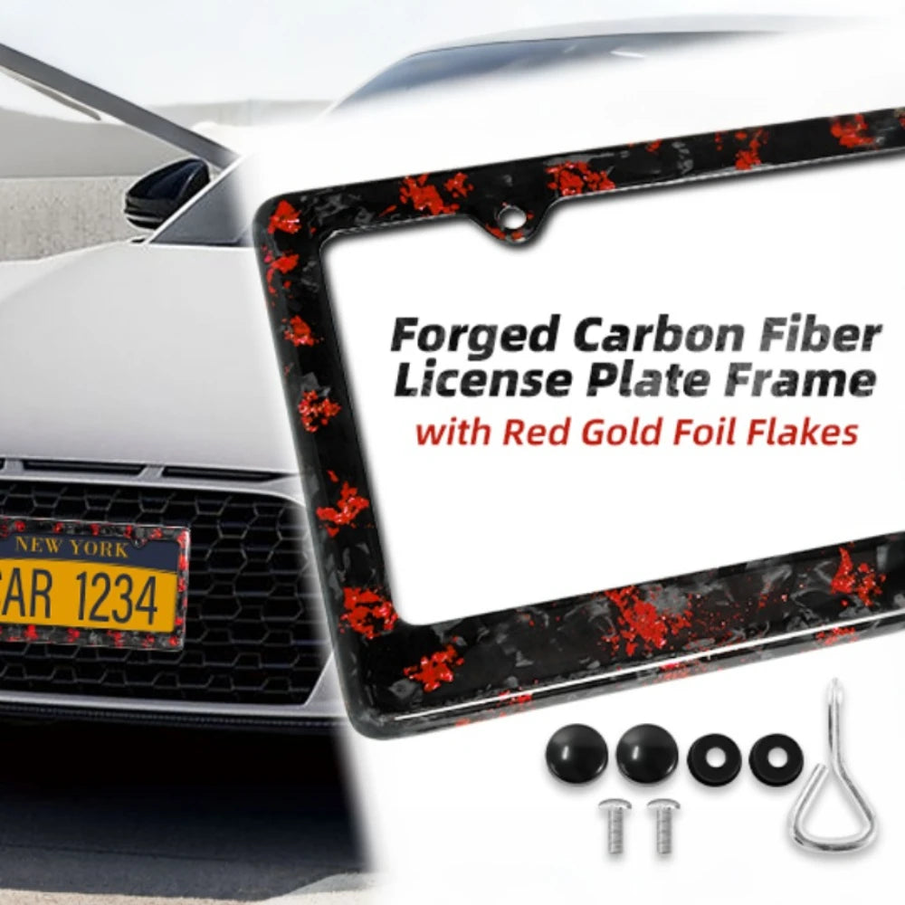 Forged Carbon Fiber License Plate Frame With Screw Caps