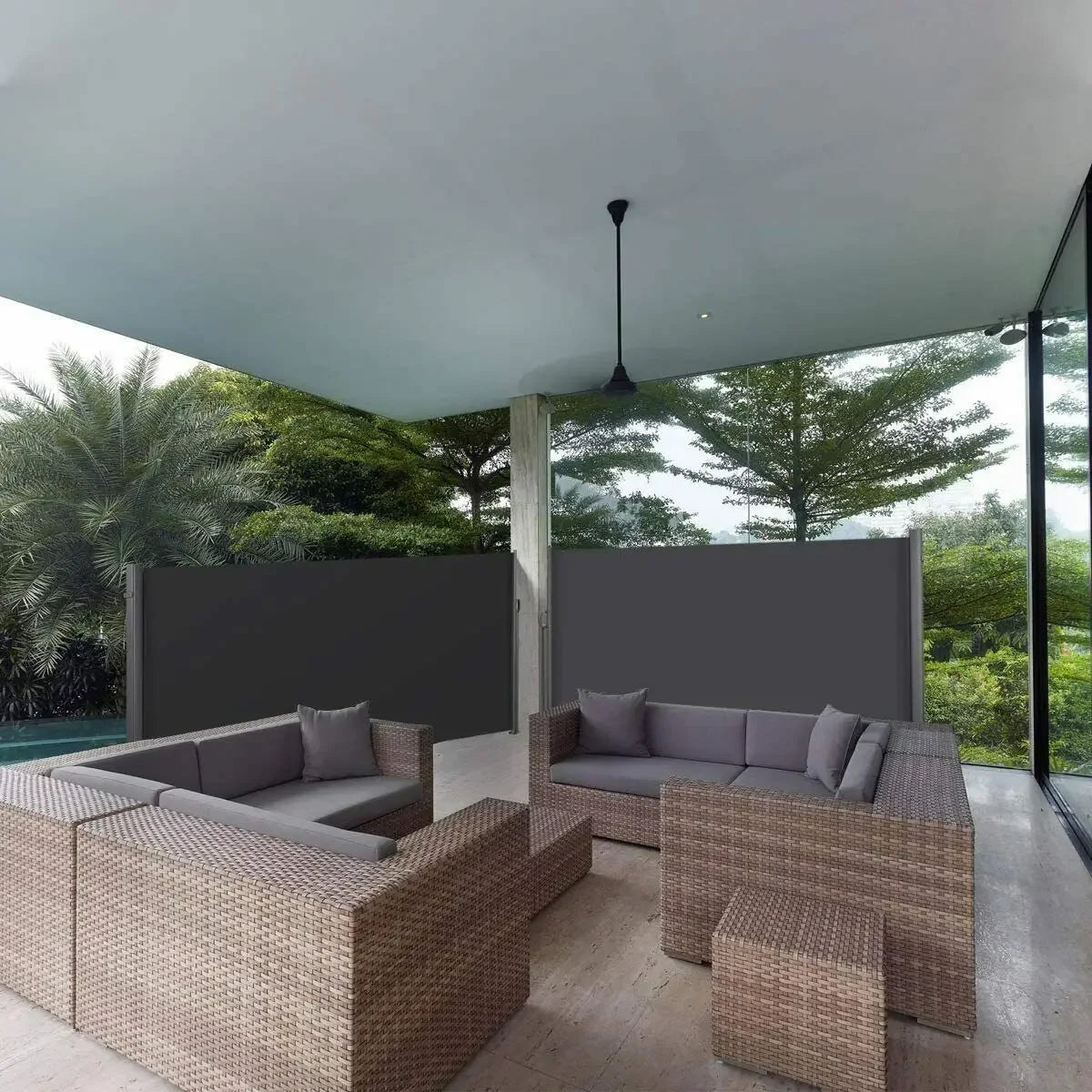 Homfa Side Awning Retractable Privacy Screen For Patio And Garden