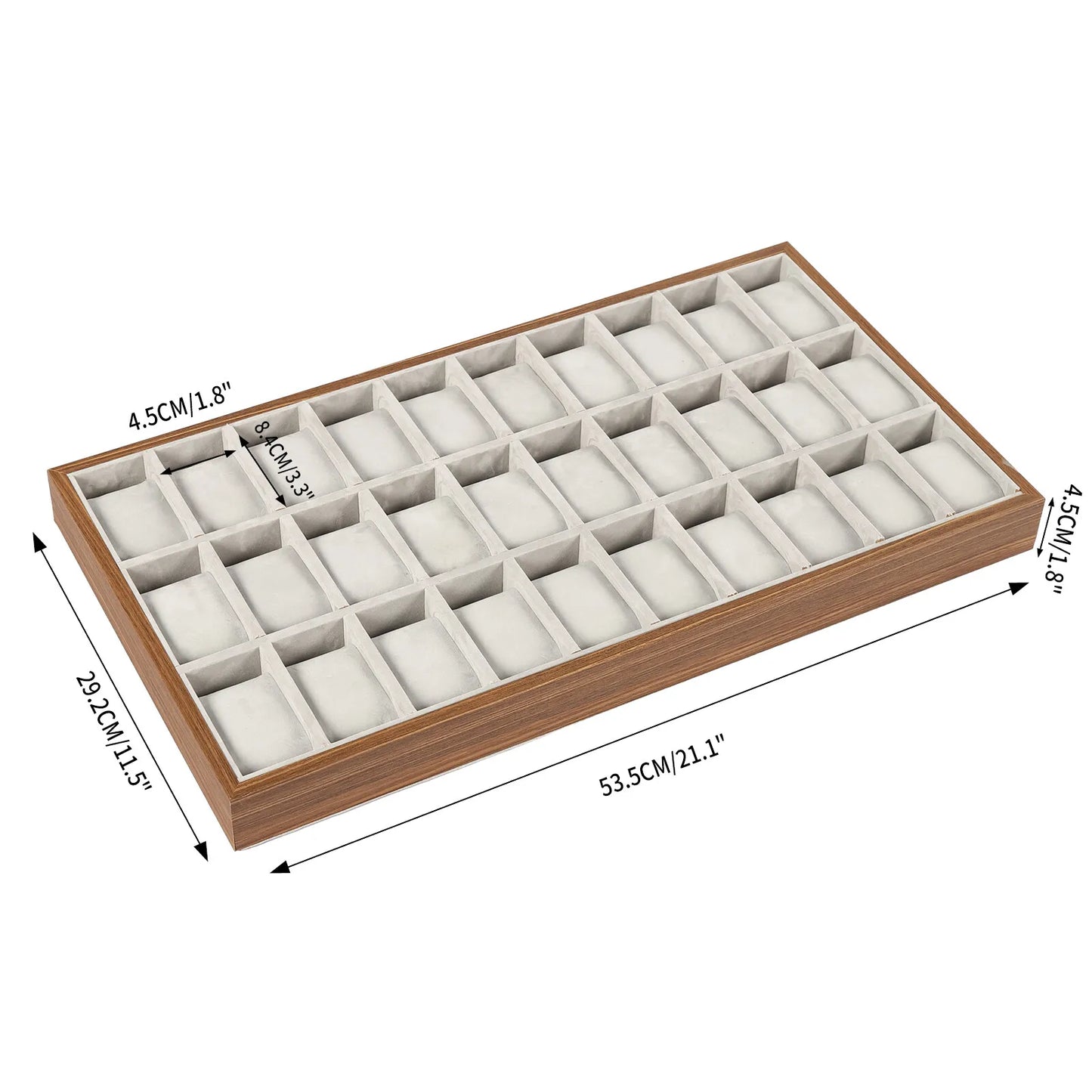 Jewelry Display Organizer Case 30 Slots Multi Grid Velvet Storage