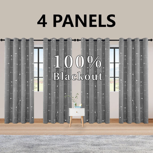 Blackout Curtain Set 4 Panels Thermal Insulated For Bedroom