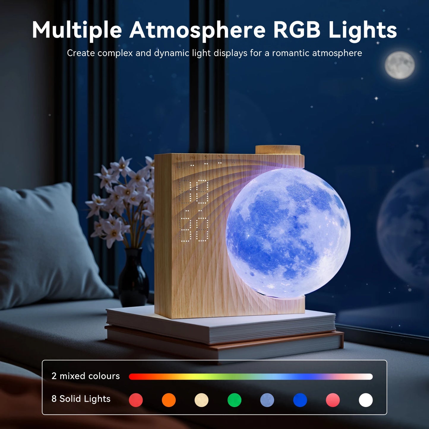 RETEYUNG Sunrise Alarm Clock For Heavy Sleepers With Moon Lamp