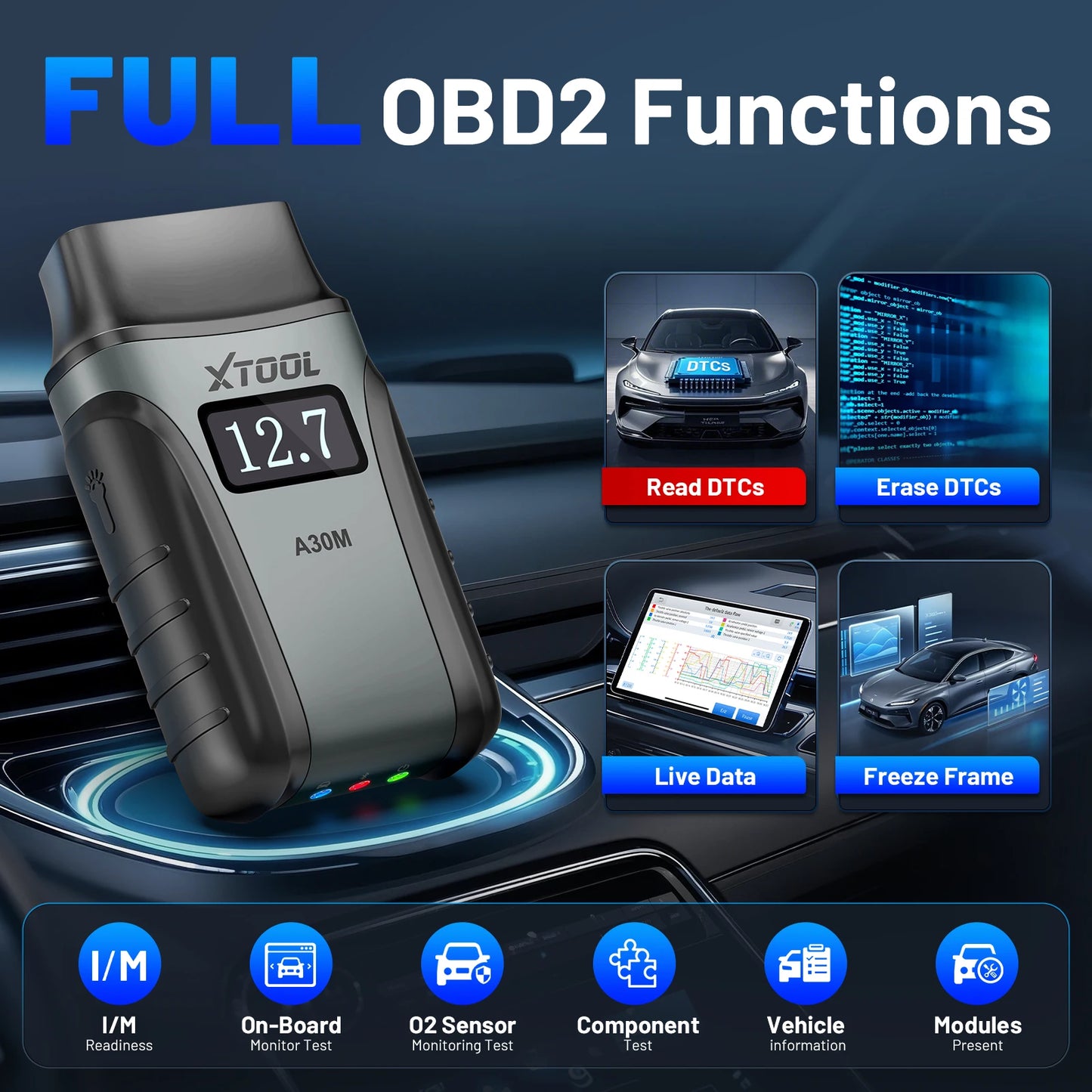 XTOOL A30M Car Diagnostic Tool Full System Bidirectional OBD2 Scanner