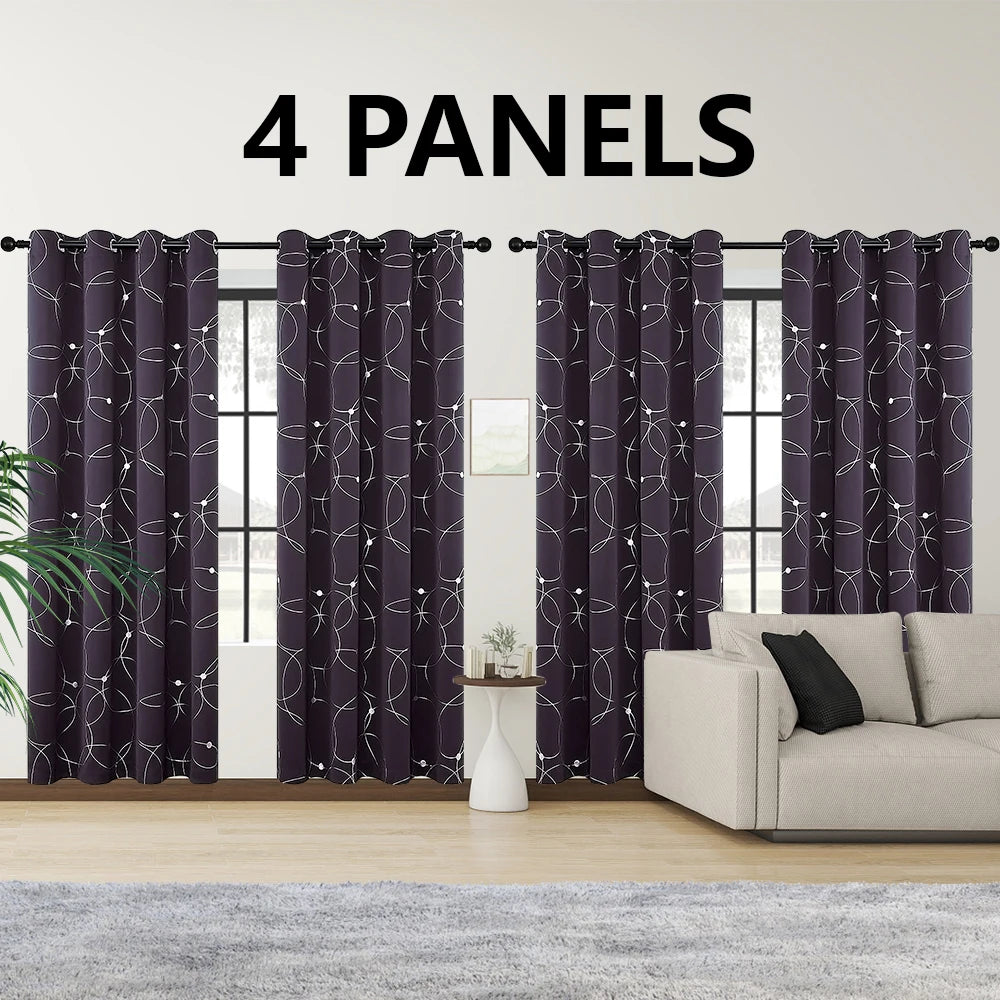 Blackout Curtain Set 4 Panels Thermal Insulated For Bedroom