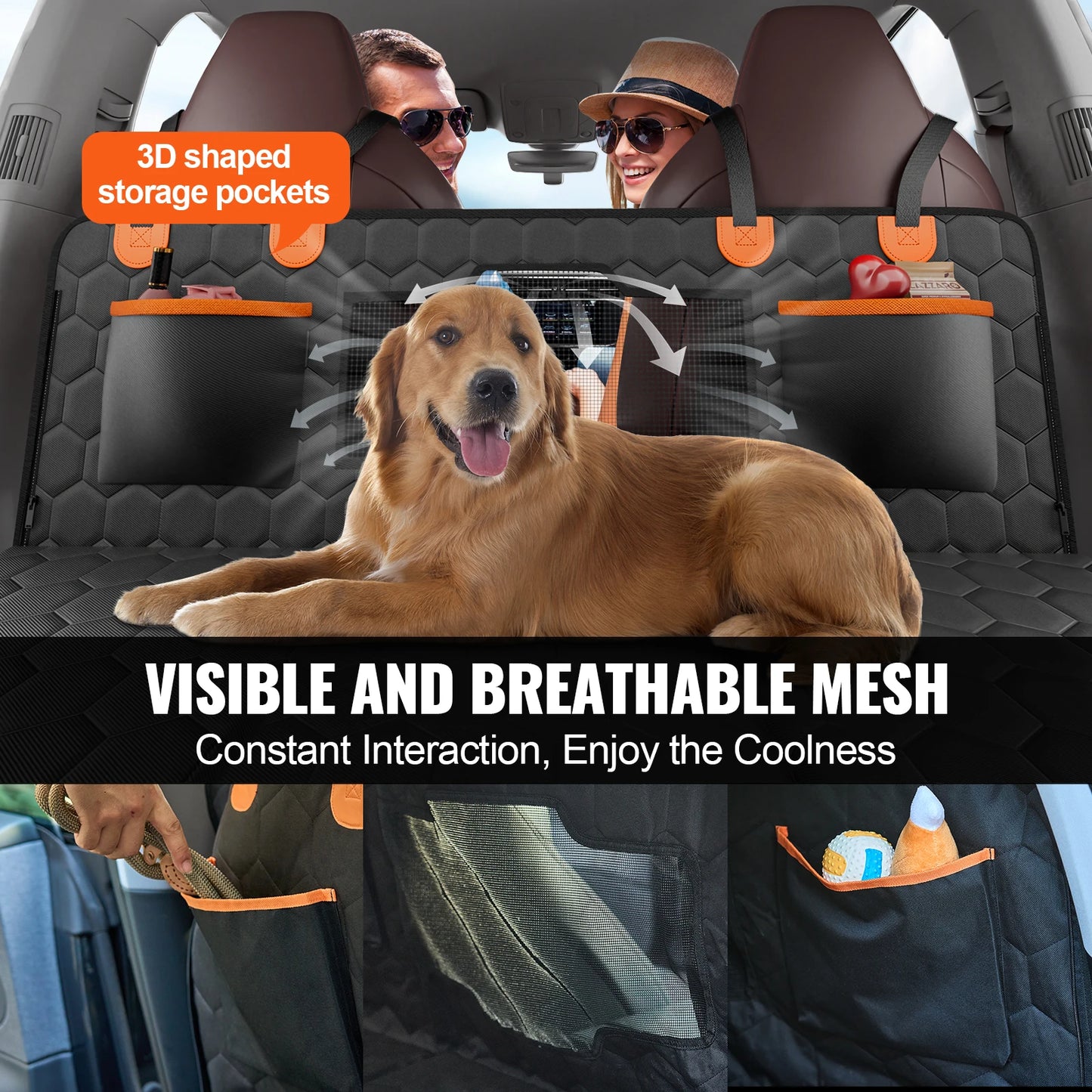 SucceBuy Back Seat Extender Dog Car Bed With Mesh Window