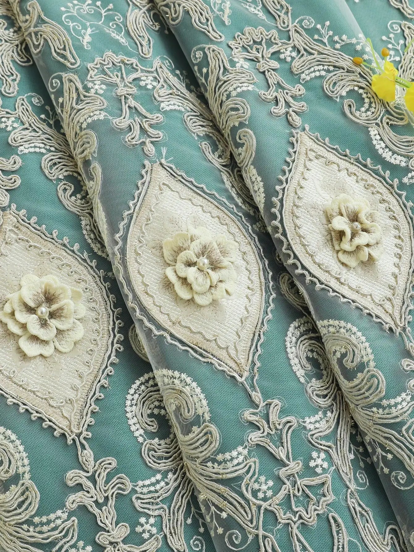 Luxury Vintage Embroidered Curtains With Dual Layer Light Control