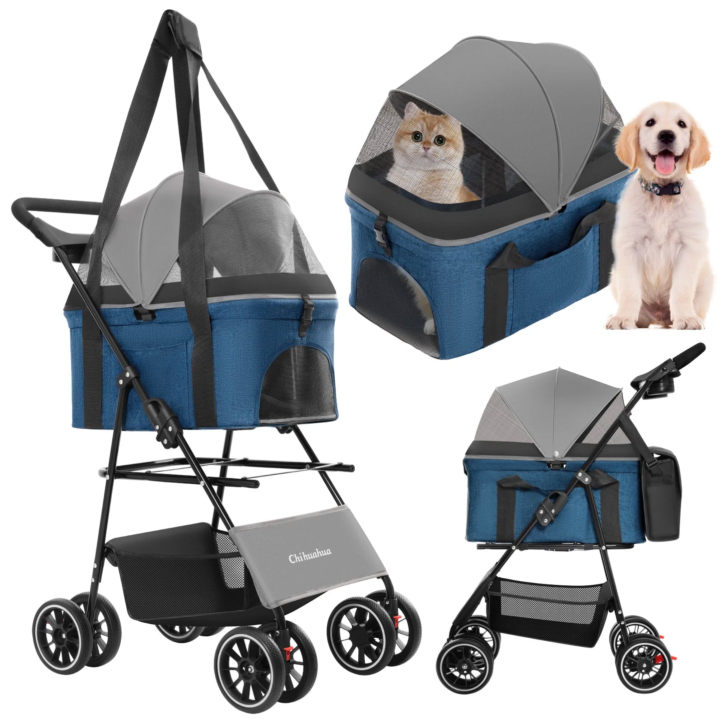 CHIHUAHUA 3 In 1 Ultra Lightweight Pet Stroller For Dogs