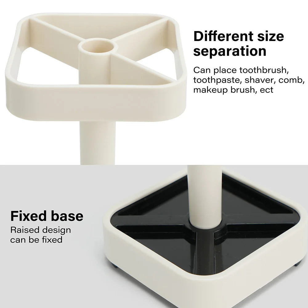 Toothbrush Holder With Cup And Toothpaste Storage For Bathroom