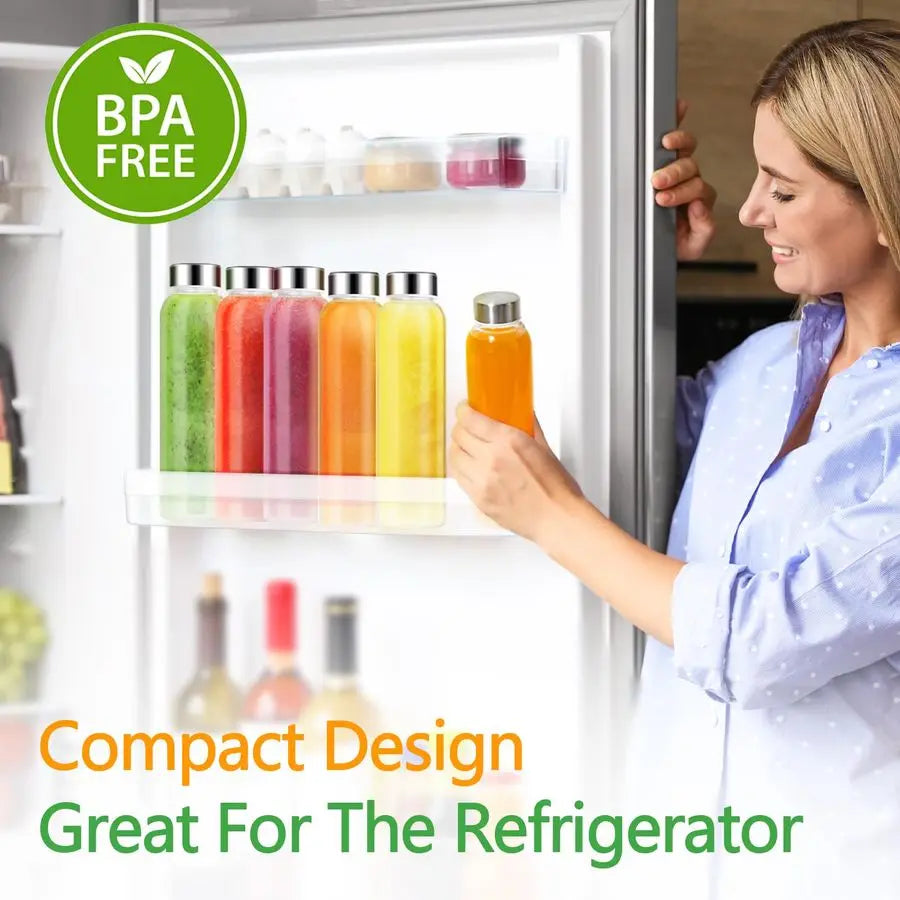 Glass Water Bottles With Lids Leak Proof Stainless Steel Cap