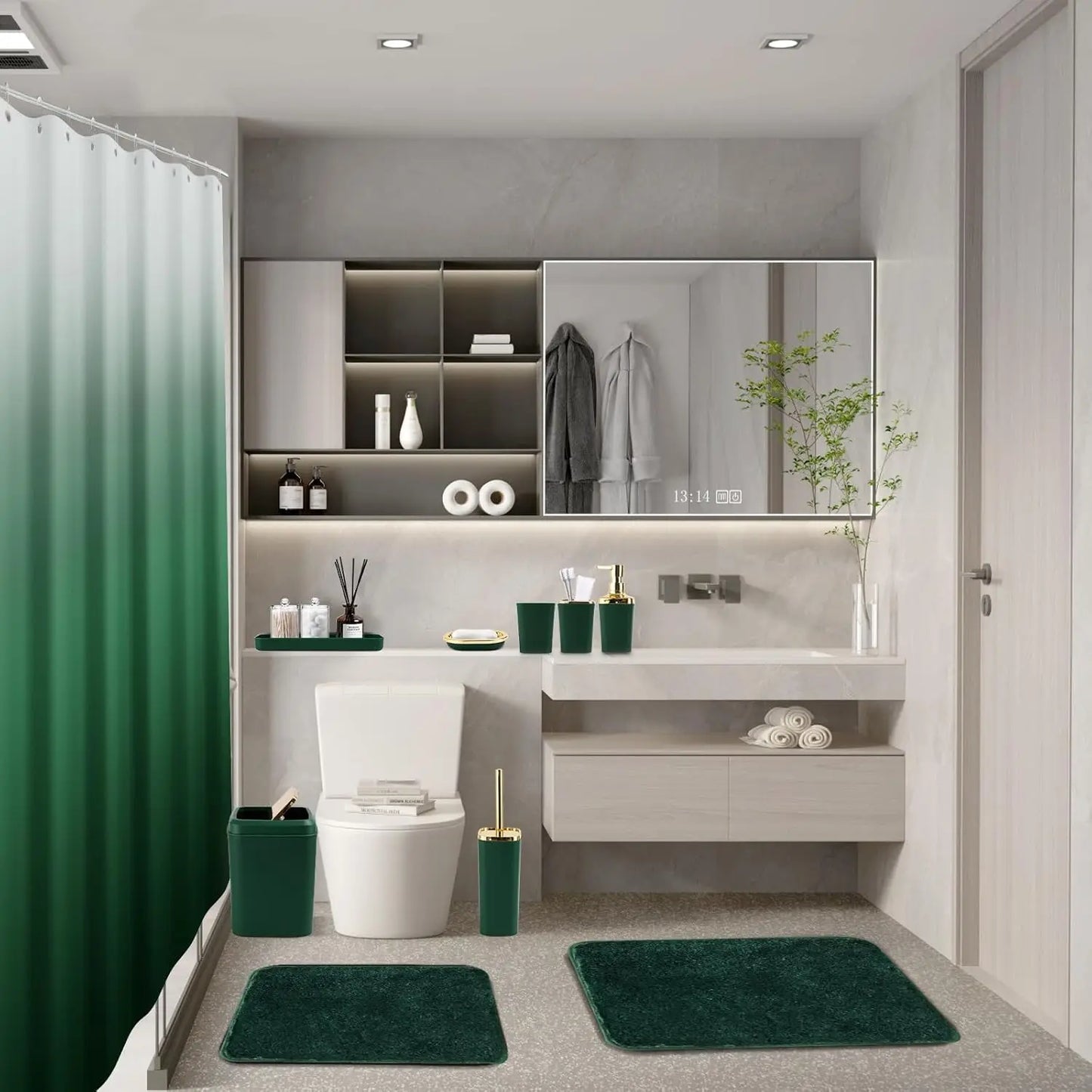 Ombre 24pc Bathroom Set With Shower Curtain Rugs Soap Dispenser