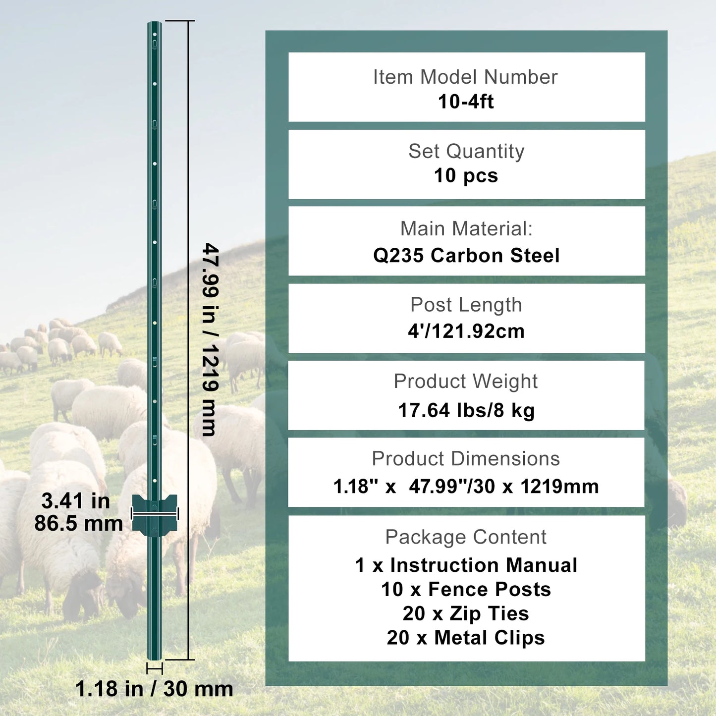 SucceBuy Fence Post TPost Heavy Duty Steel Stakes For Garden