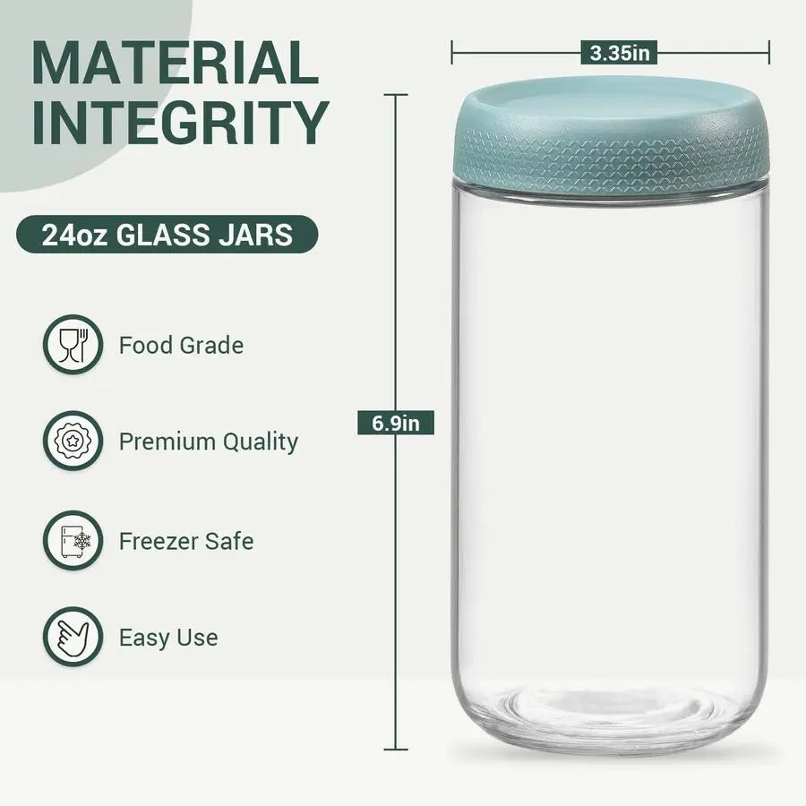 Glass Storage Jars With Airtight Lids 6 Pack Containers
