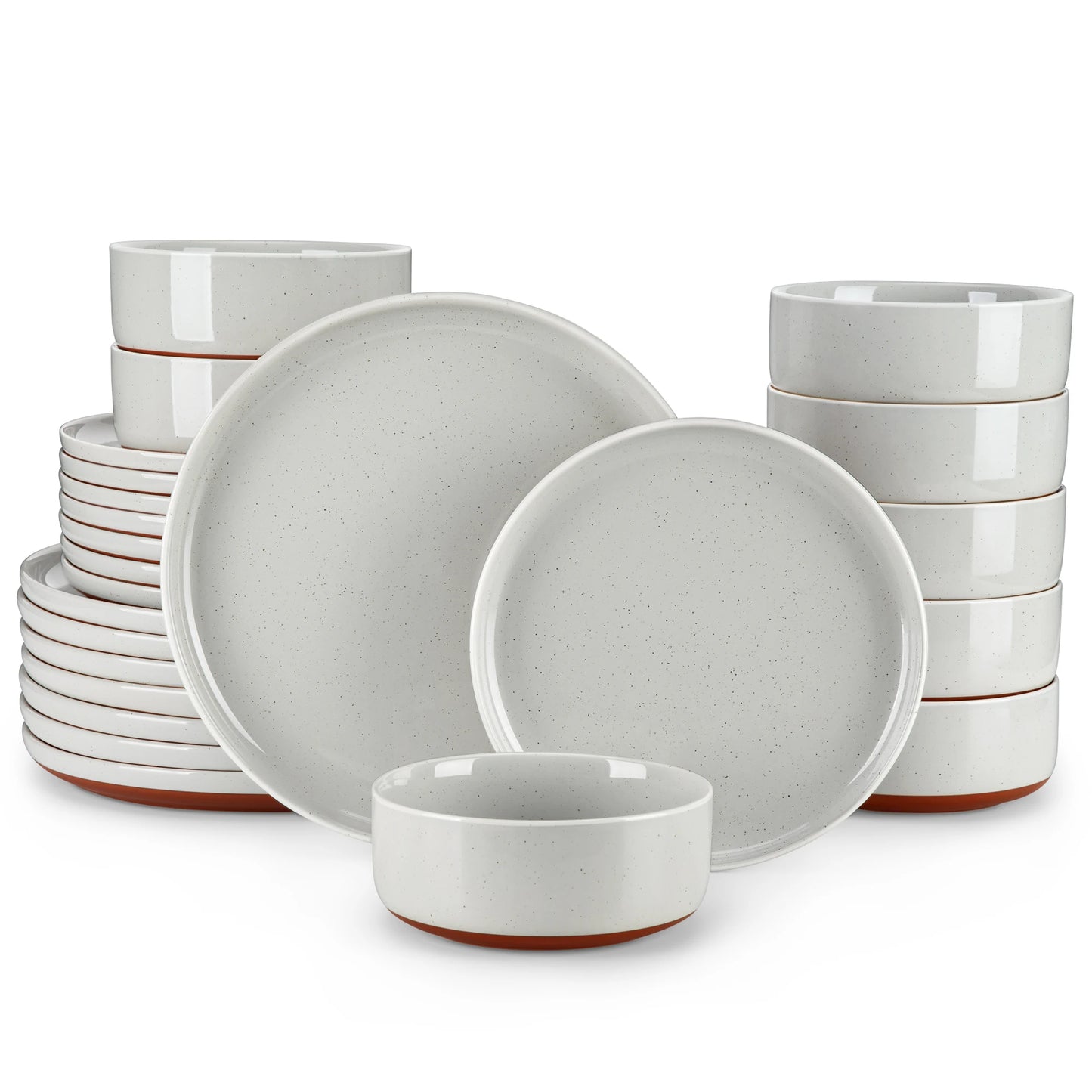 MALACASA Tara Stoneware Dinnerware Set With Curved Edge
