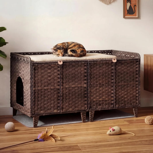 DishyKooker Cat Litter Box Enclosure With Dual Doors
