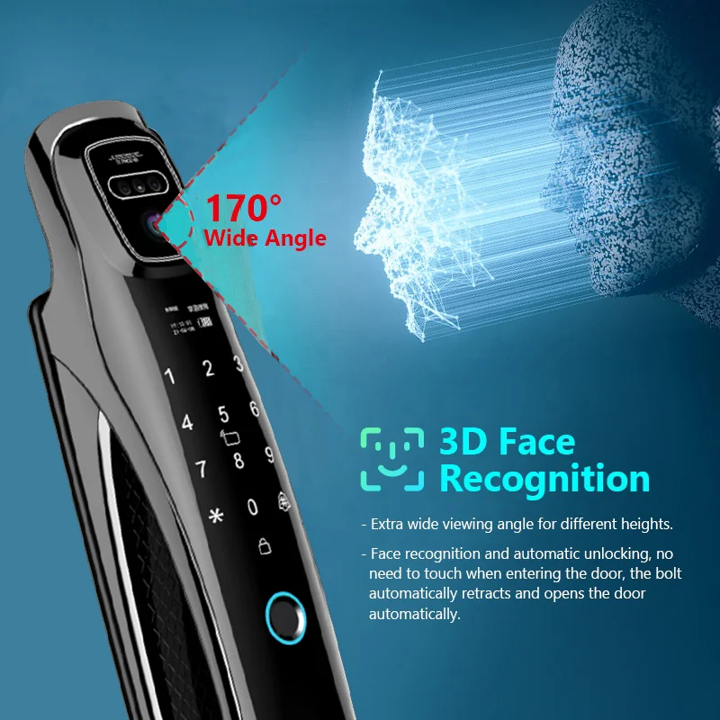 YKESDL WiFi Tuya Face Recognition Smart Door Lock With Camera