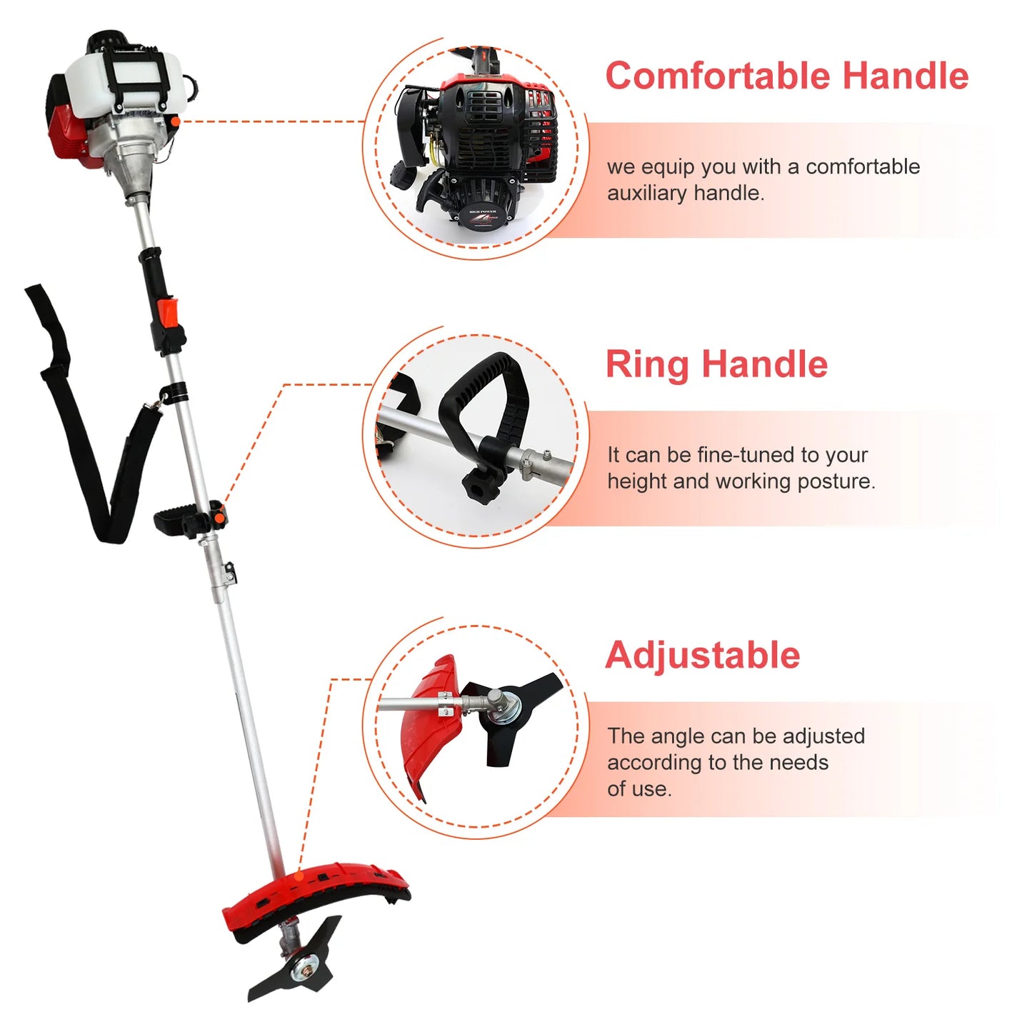 4 Stroke Gas Weed Eater Straight Shaft Trimmer High Power