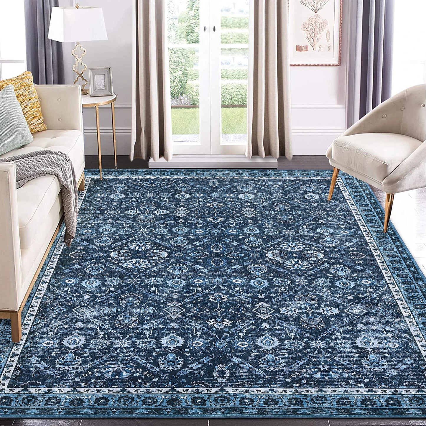 Moroccan Trellis Rug Non Slip Machine Washable Stain Resistant