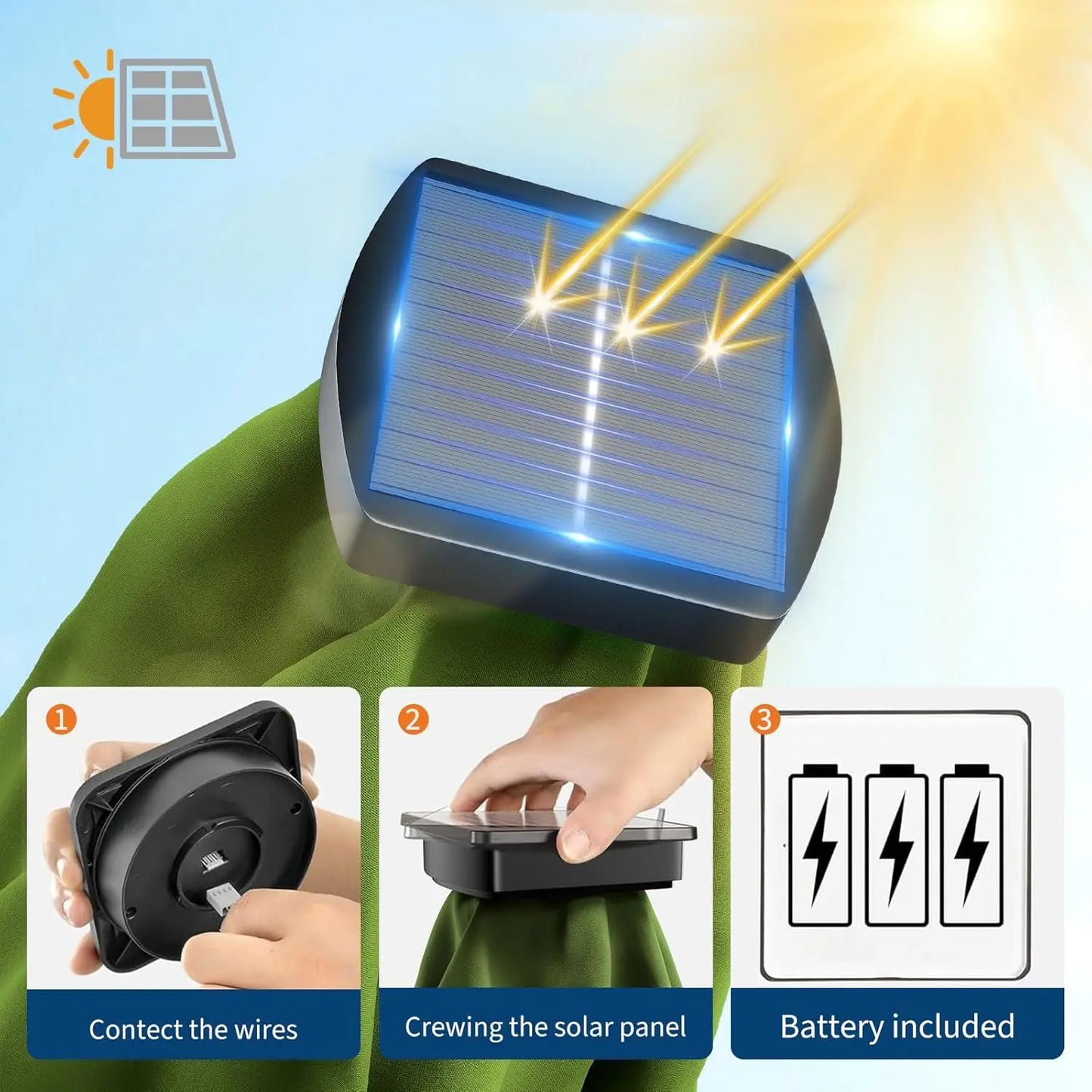 HiMISS Solar Patio Umbrella With 32 LED Lights And Crank Lift