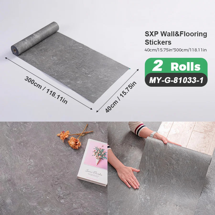 Self-Adhesive Wall and Floor Sticker Wood Grain Marble Design Wallpaper