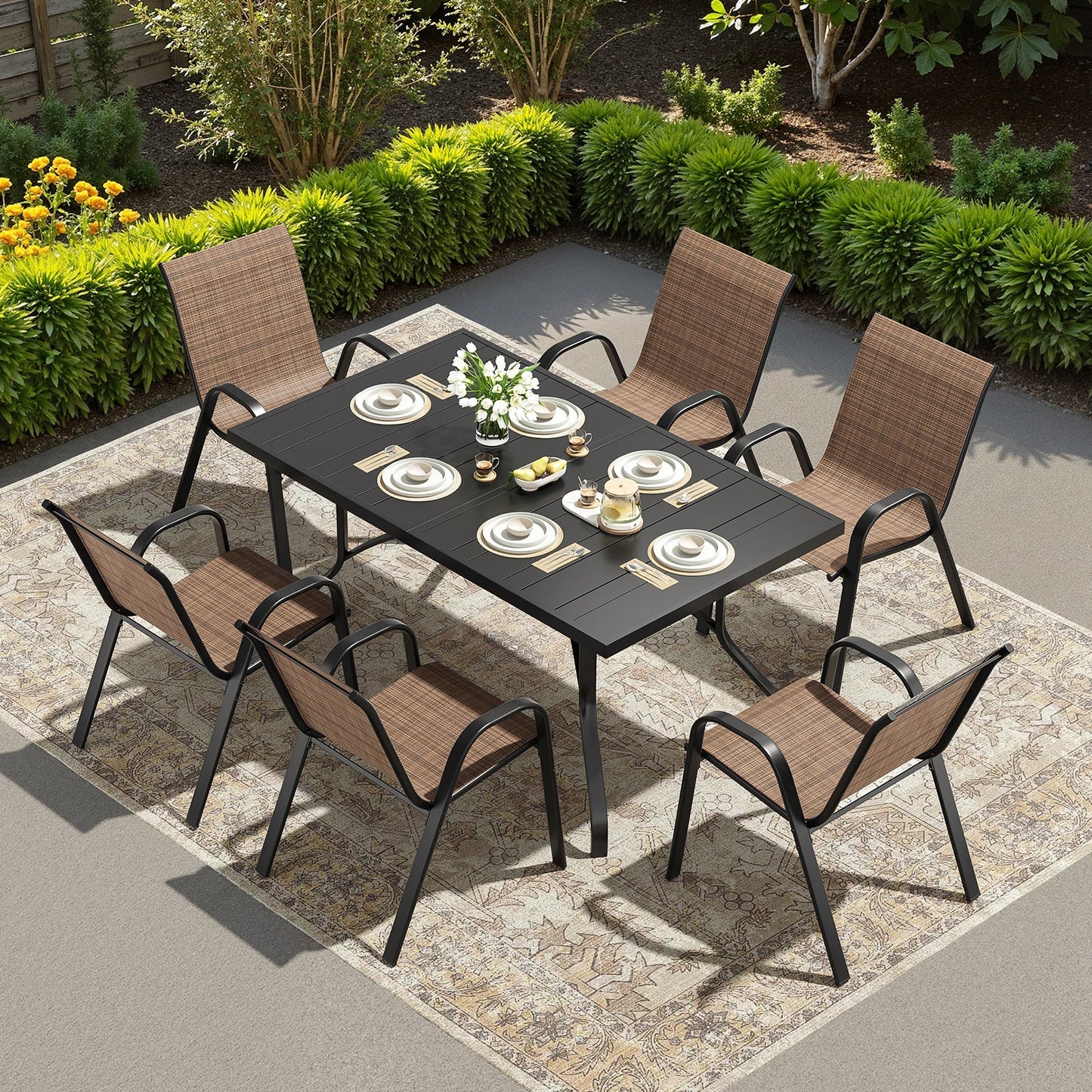 Farini Outdoor Dining Set For 6 With Table And Chairs
