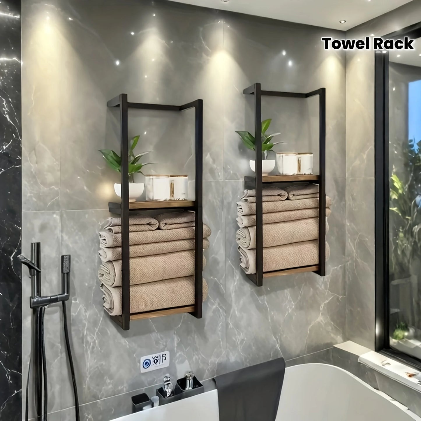 French Country Rustic Carbon Steel Wall Mounted Towel Rack