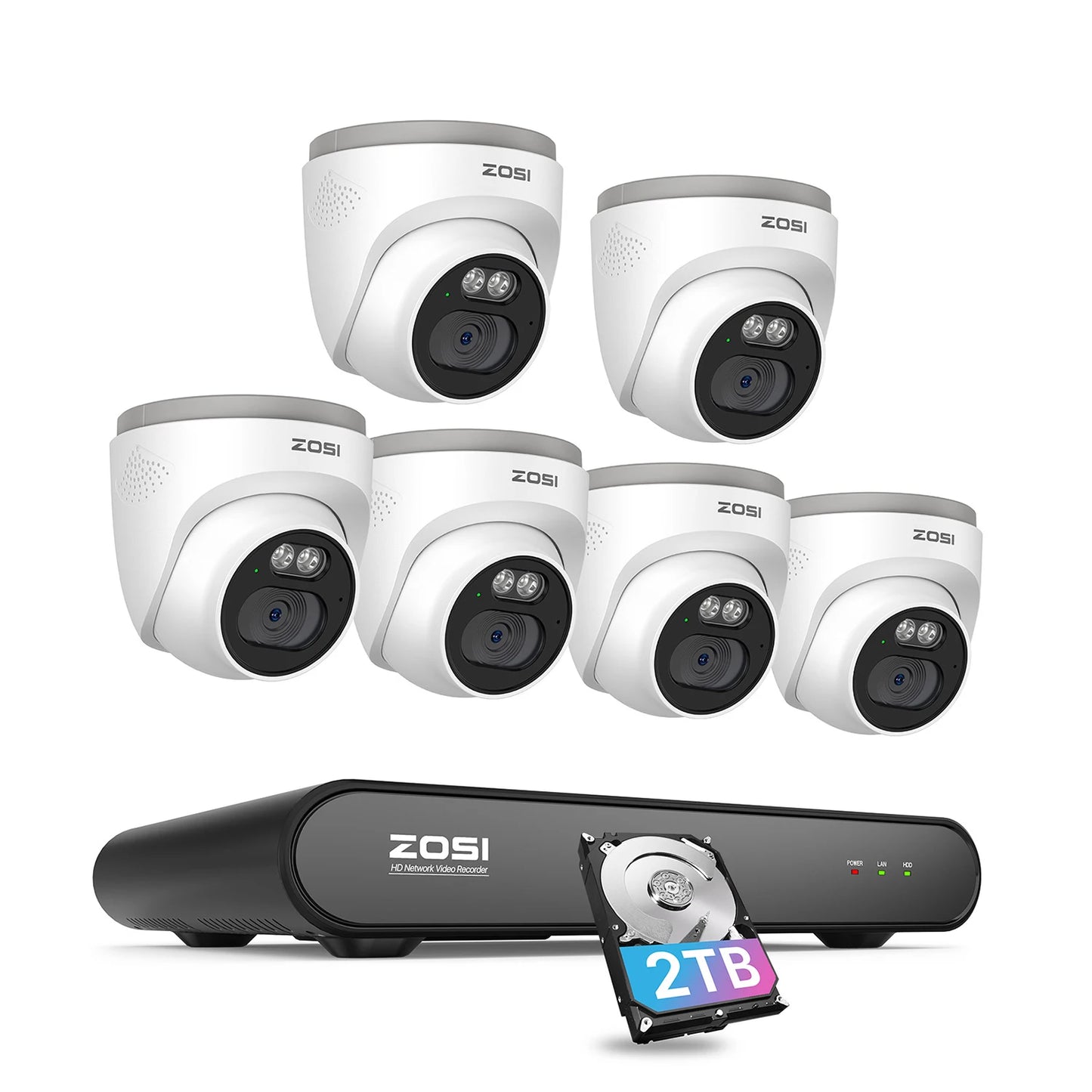 ZOSI 8CH 3K PoE Security Camera System NVR 4MP Outdoor Dome Kit