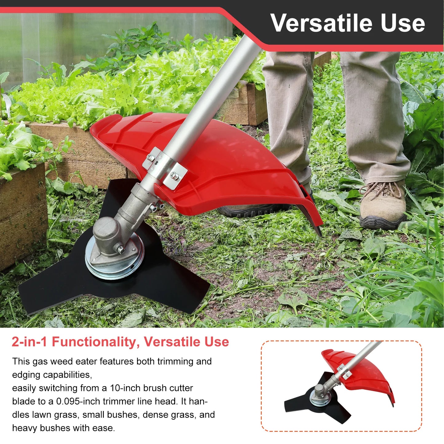 4 Stroke Gas Weed Eater Straight Shaft Trimmer High Power