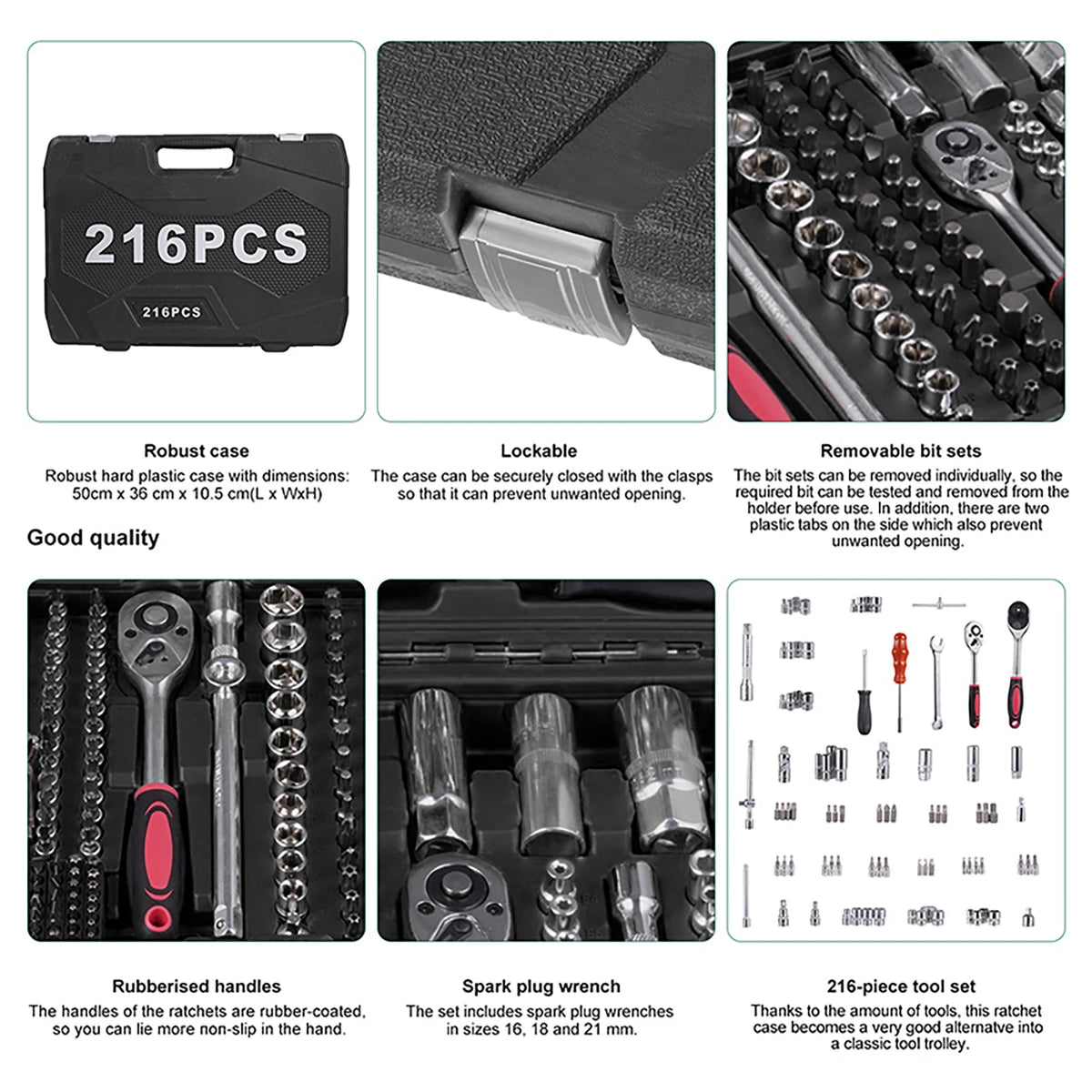Automotive Socket Wrench Tool Kit with Portable Storage Case