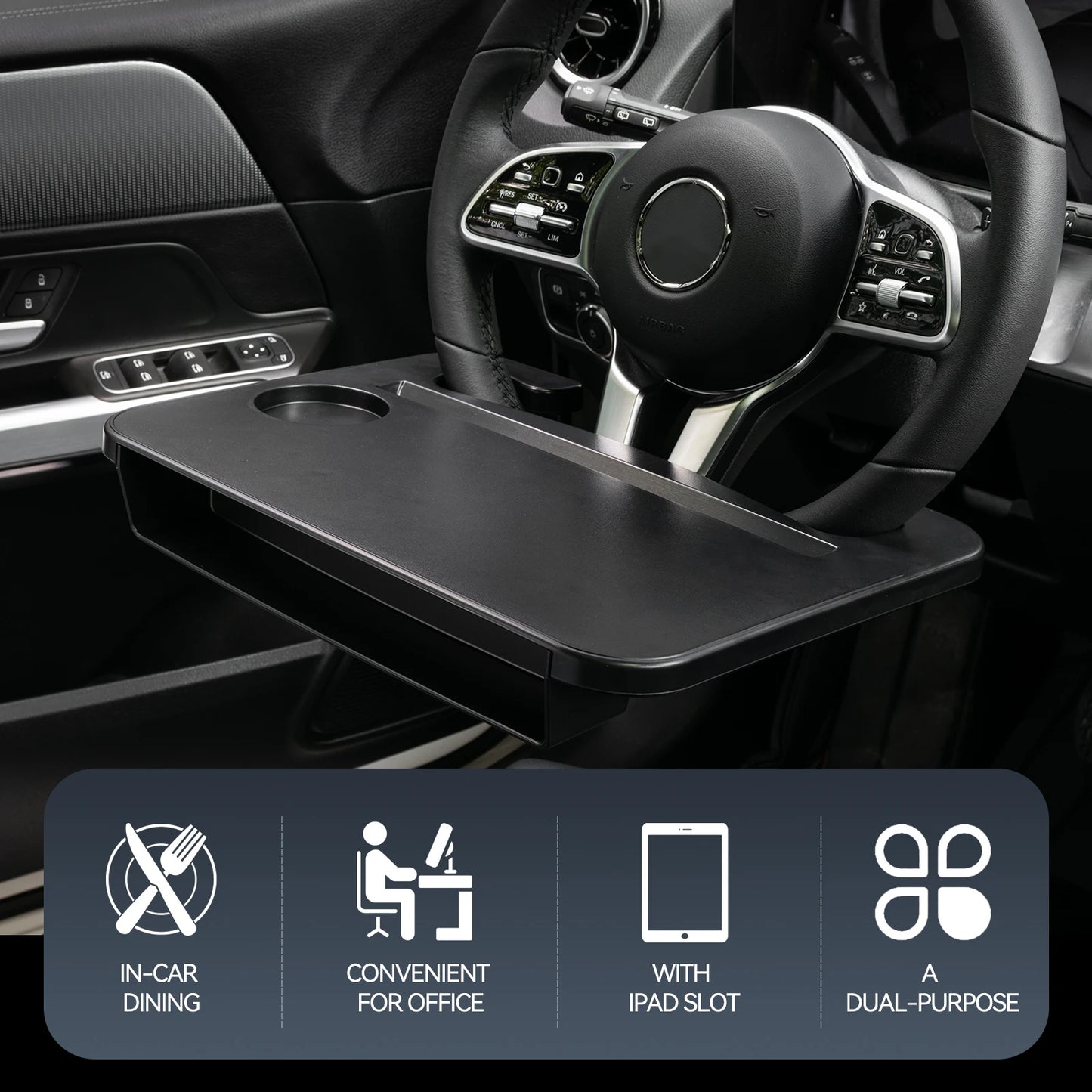 XUKEY Car Steering Wheel Tray With Gap Organizer Laptop Desk