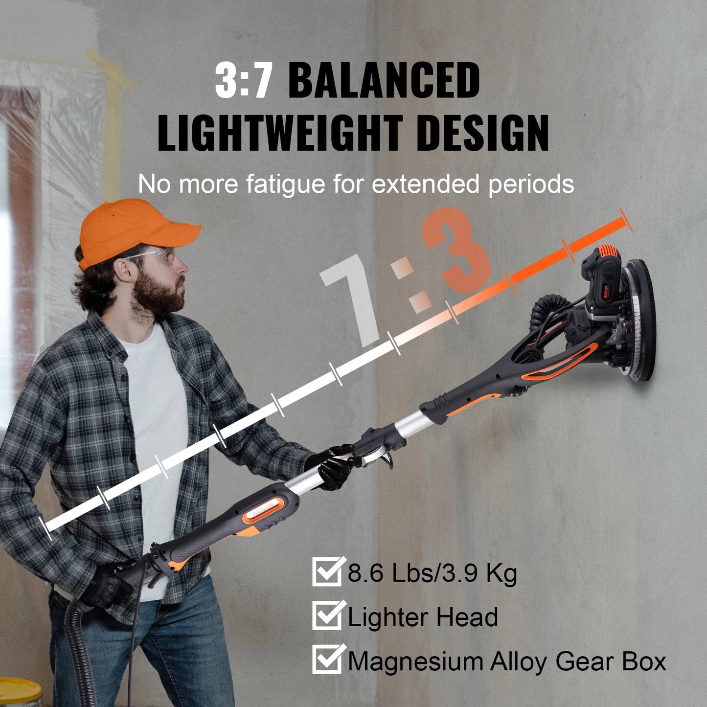 SucceBuy 850W Drywall Sander With Self Suction Handle
