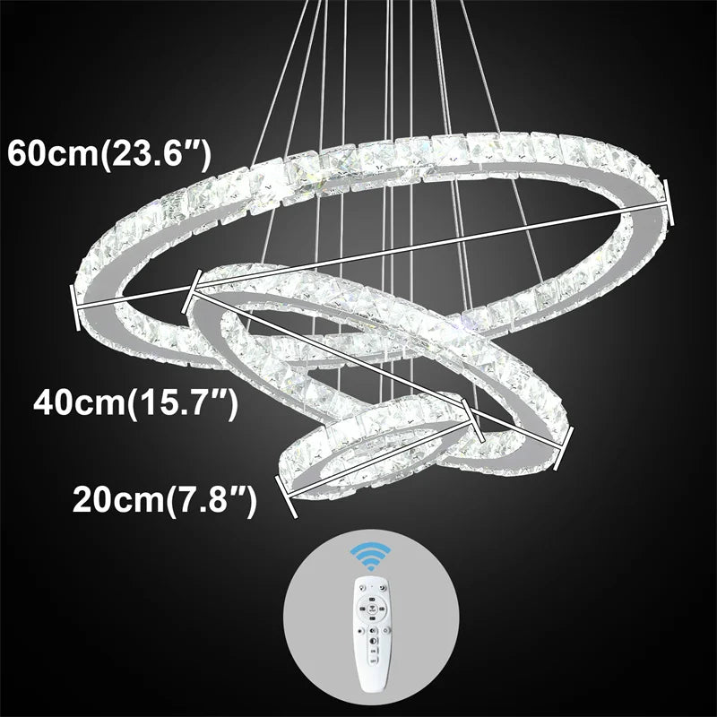 GreeLustr Modern Crystal Led Chandelier Dimming Remote Control Ceiling Lamp