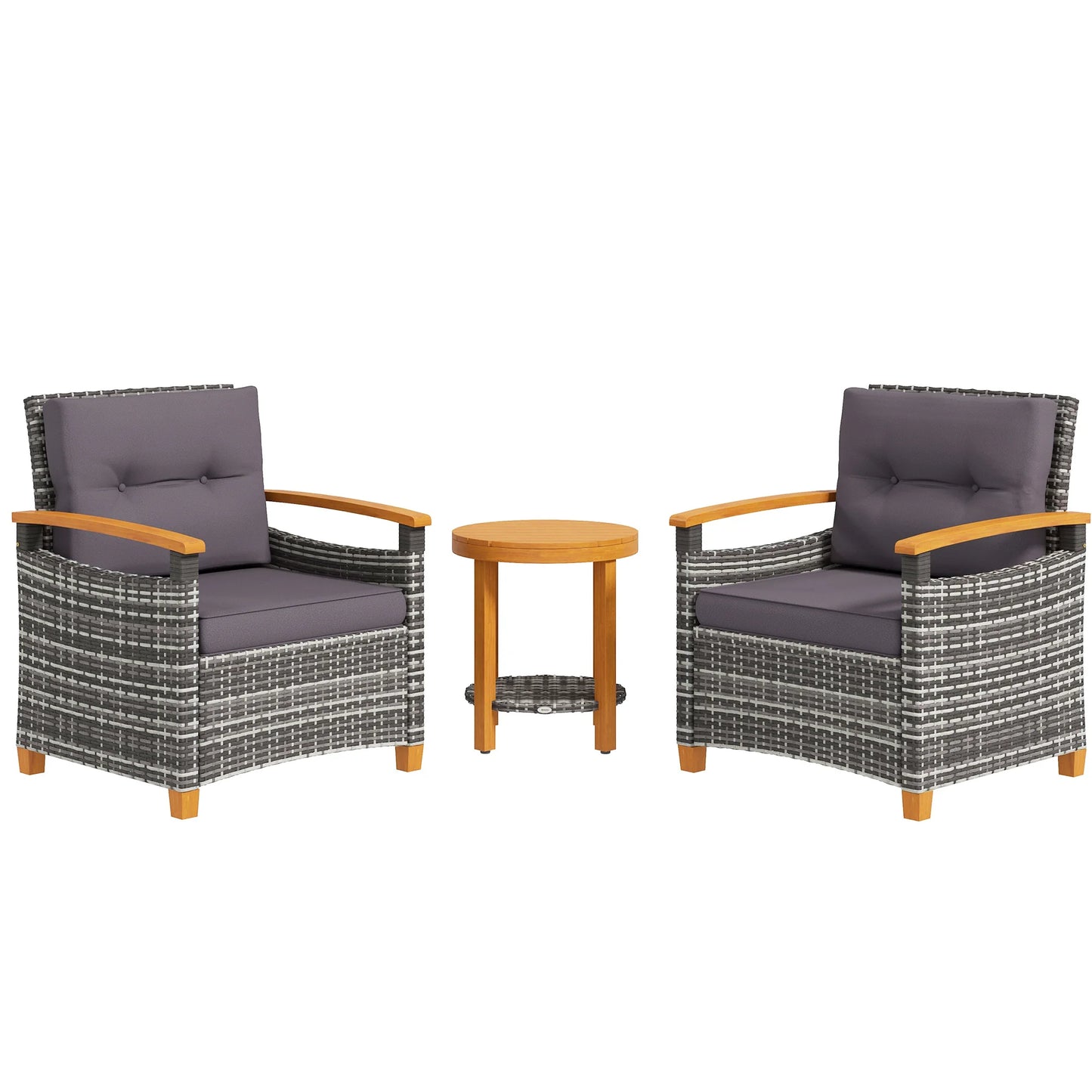 Wicker Patio Bistro Set 3 Pieces With Cushions Outdoor