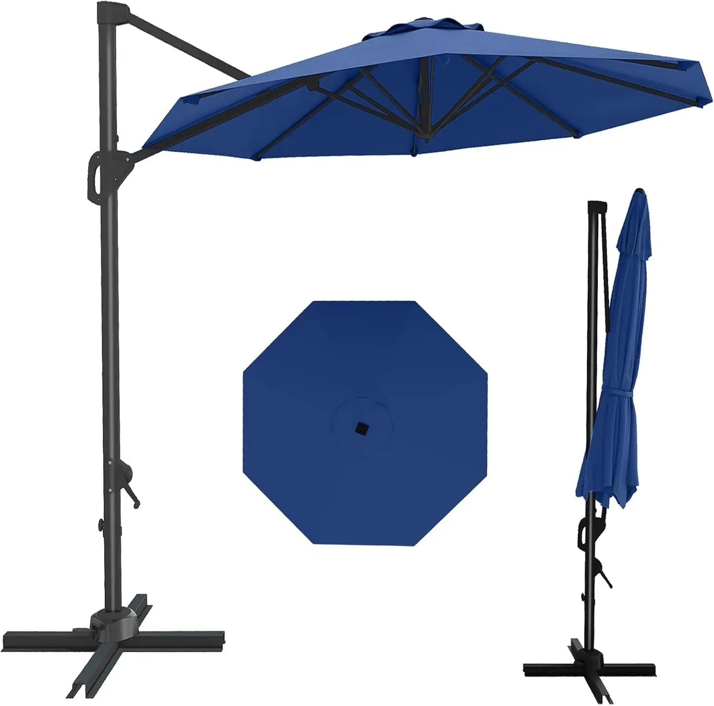 HiMISS Patio Umbrella Cantilever With 360 Degree Rotation Aluminum Frame