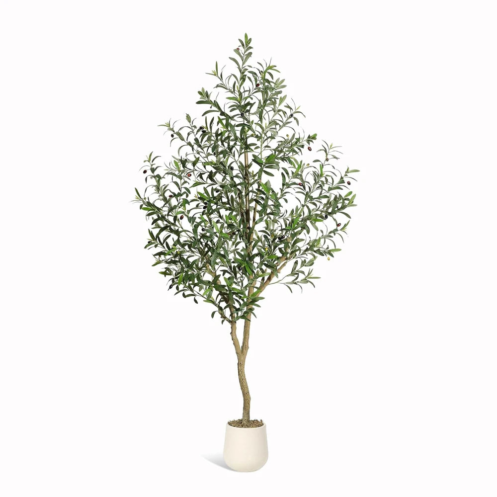 Himiss Artificial Olive Tree With White Planter